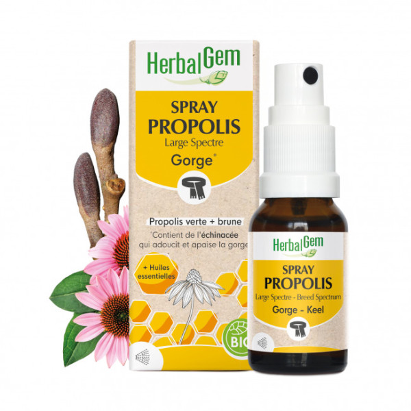 Propolis large spectre Spray Gorge 15 ml Bio - Herbalgem - Produits de la Ruche - 1