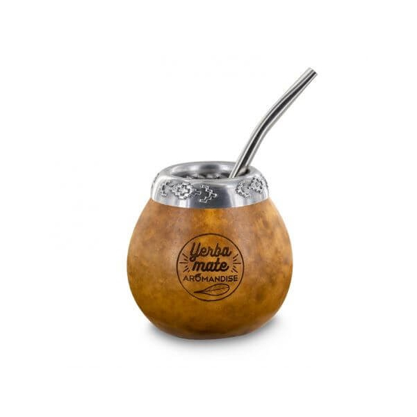 Traditionelle Kalebasse und Bombilla für Mate - Aromandise - Ethno-Kräuterkunde-Accessoire - 1