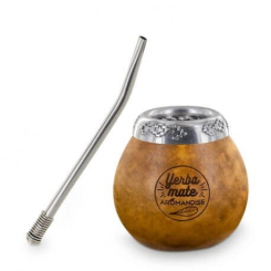 Traditionelle Kalebasse und Bombilla für Mate – Aromandise – Ethno-Kräuteraccessoire – 2
