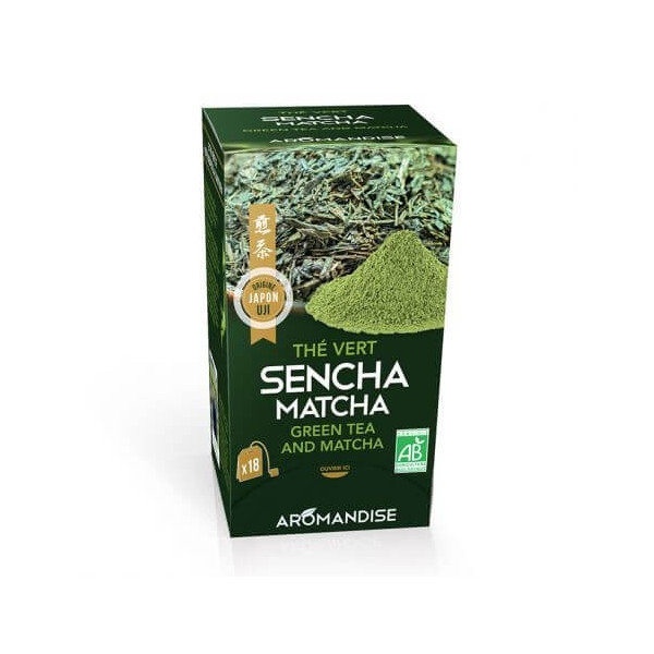 Thé Vert Sencha et Matcha 18 sachets BIO - Aromandise - Tisanes en infusettes - 1