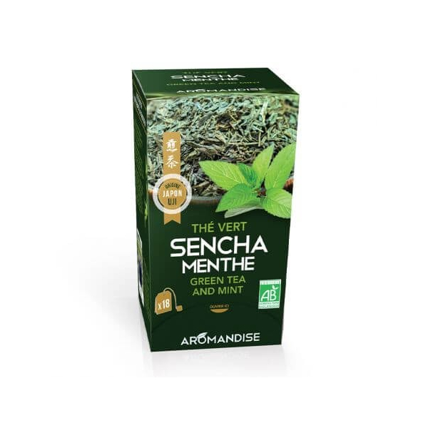 Grüner Tee Sencha und Minze 18 Bio-Beutel - Aromandise - Kräutertees im Teebeutel - 1