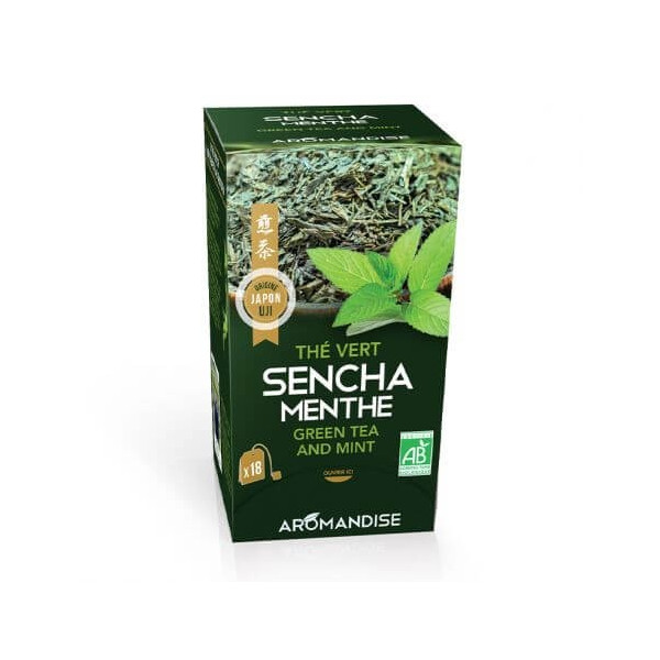 Thé Vert Sencha et Menthe 18 sachets BIO - Aromandise - Tisanes en infusettes - 1