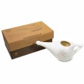 Lota (Jala Neti) en céramique blanche 150 ml avec sel de l'Himalaya - Lota, Neti Pot et Gratte Langue - 1