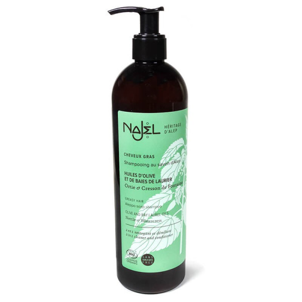 Shampooing Alep 2 en 1 pour cheveux gras 500 ml BIO - Najel - Hygiène au quotidien - 1