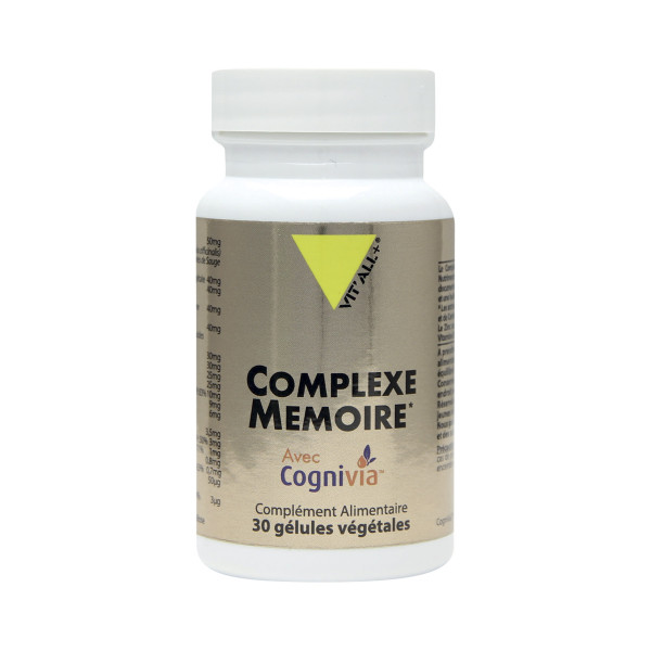Complexe mémoire avec Cognivia - 30 gélules - Vitall+ - Mémoire - Concentration - Hyperactivité - 1