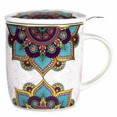 Tisanière Mandala turquoise en porcelaine avec filtre - Accessoires autour des tisanes et du thé - 1