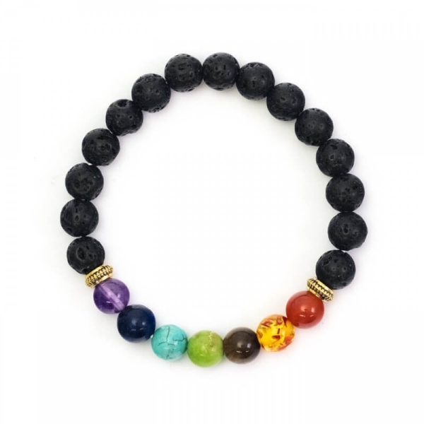 Bracelet 7 Chakras Pierre De Lave Lithotherapie