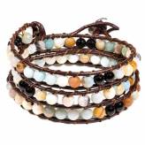 Bracelet en perles d'Amazonite et Agate noire - 6 mm - Lithothérapie - <p>Bracelet en pierres - Amazonite - Agate noire - Médeci