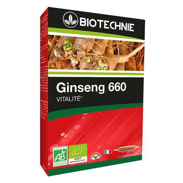 Ginseng Bio - Panax ginseng - 20 ampoules - Biotechnie - 1 - Herboristerie du Valmont