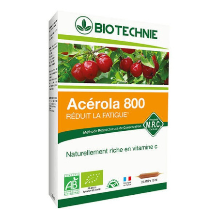 Acérola Bio 20 ampoules - Biotechnie - Vitamine C, Acérola et Bioflavonoïdes - 1