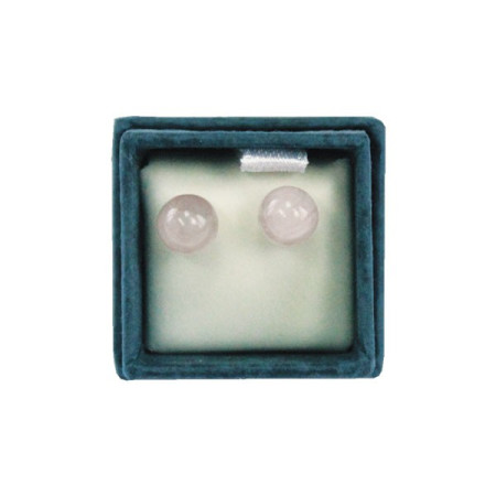 Boucles d'oreilles perles de Quartz Rose - 6 mm - Lithothérapie - Lithothérapie - Pierres de Santé - Bijoux - 1