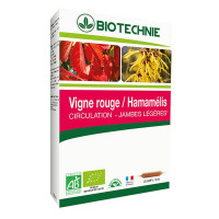 Vigne rouge et Hamamélis Bio 20 ampoules - Biotechnie - Extraits de plantes en ampoules  - 1-Vigne rouge et Hamamélis Bio 20 ampoules - Biotechnie