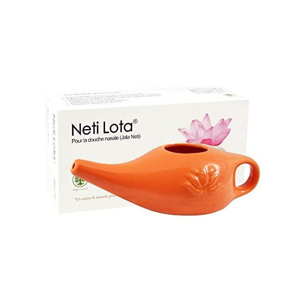 Lota (Jala Neti) en porcelaine 250 ml - Orange Safran - Lota, Neti Pot et Gratte Langue - 1