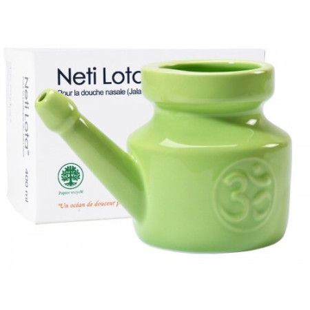 Lota (Jala Neti) OM en porcelaine 400 ml - Vert Amande - Lota, Neti Pot et Gratte Langue - 1