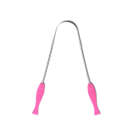 Gratte-langue (Hrid dhauti) en inox avec manchon - Rose - Lota, Neti Pot et Gratte Langue - 1 Gratte-langue (Hrid dhauti) en inox avec manchon - Rose - Lota, Neti Pot et Gratte Langue - 1