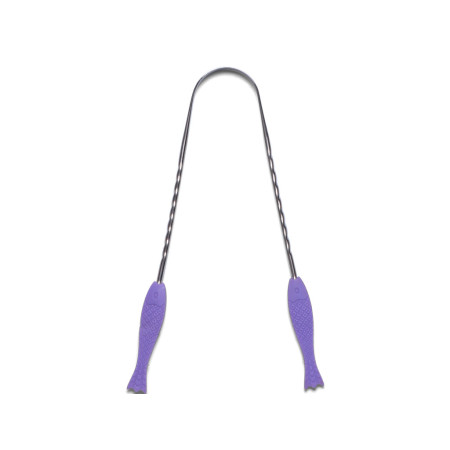 Gratte-langue (Hrid dhauti) en inox avec manchon - Violet - Lota, Neti Pot et Gratte Langue - 1 Gratte-langue (Hrid dhauti) en inox avec manchon - Violet - Lota, Neti Pot et Gratte Langue - 1