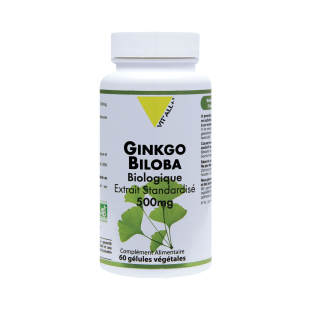 Ginkgo Biloba BIO Extrait standardisé 500mg 60 gélules - Vitall+ - 1 - Herboristerie du Valmont Ginkgo Biloba BIO Extrait standardisé 500mg 60 gélules - Vitall+ - 1 - Herboristerie du Valmont