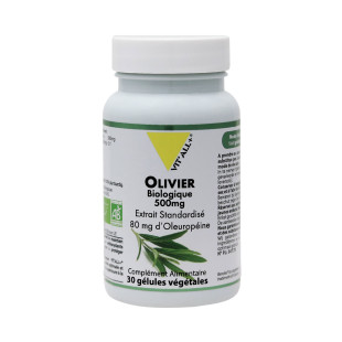 Olivier (Olea europea) BIO Extrait Standardisé 500 mg 30 gélules - Vitall+ - 1 - Herboristerie du Valmont