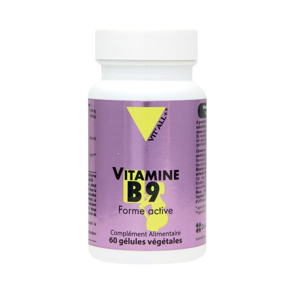 Vitamine B9 Quatrefolic 400μg 60 gélules - Vitall+ - Complément alimentaire - 1