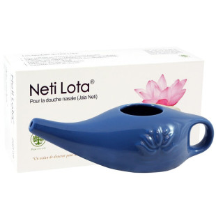 Lota (Jala Neti) en porcelaine 250 ml - Bleu indigo - <p>Lota en porcelaine - Neti pot - Jala Neti - Ayurvéda - Hygiène nasale.<
