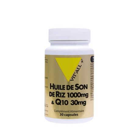 Huile de son de riz 1000mg et Q10 30mg 30 capsules - Vit'all+ - Cholestérol - Cardiovasculaire - 1