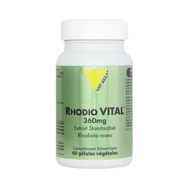 Rhodio Vital (Rhodiola) Extrait Standardisé 360mg 60 gélules - Vitall+ - Extraits de plantes standardisés (EPS) + - 1