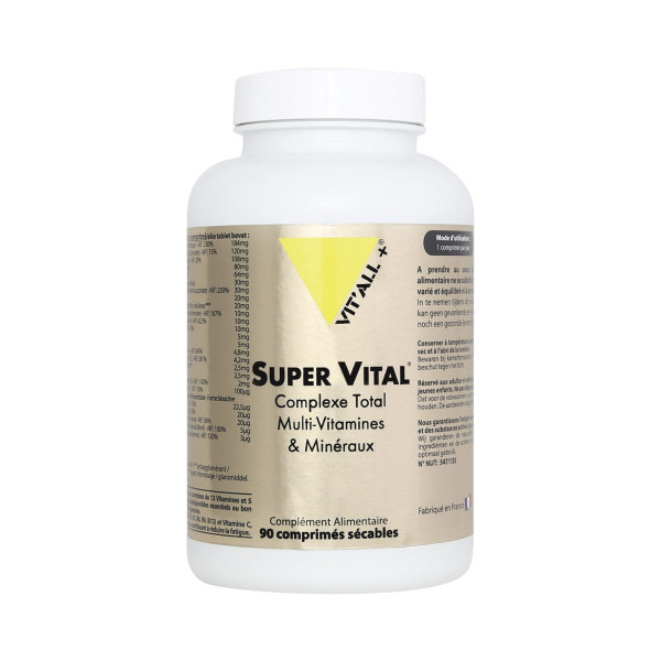 Super Vital Complexe Total Multi-Vitamines et Minéraux - 90 comprimés - Vitall+ - <p>Complexe de 12 Vitamines et 5 Minéraux.</p>