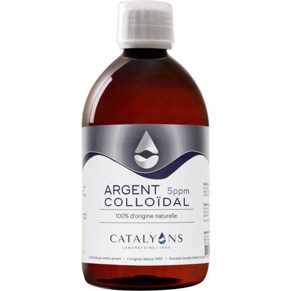 Argent Colloïdal 5 ppm - Vertus Antiseptiques - 500 ml- Catalyons - Oligoéléments - 1