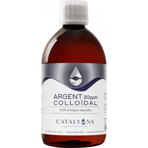 Argent Colloïdal 20 ppm - Vertus Antiseptiques - 500 ml - Catalyons - Oligoéléments - 1