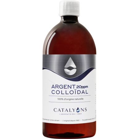 Argent Colloïdal 20 ppm - Vertus Antiseptiques - 1000 ml - Catalyons - Oligoéléments - 1