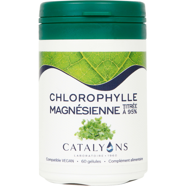 Chlorophylle magnésienne pure à 95% 60 gélules - Catalyons - Equilibre acido-basique + - 1