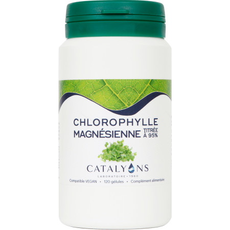Chlorophylle magnésienne pure à 95% 120 gélules - Catalyons - Equilibre acido-basique + - 1 Chlorophylle magnésienne pure à 95% 120 gélules - Catalyons - Equilibre acido-basique + - 1