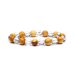 Bracelet Cristal de Roche et Palo Santo - 8 mm - Lithothérapie - Lithothérapie - Pierres de Santé - Bijoux - 1