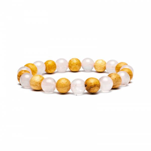 Bracelet Quartz rose et Palo Santo - 8 mm - Lithothérapie - Lithothérapie - Pierres de Santé - Bijoux - 1
