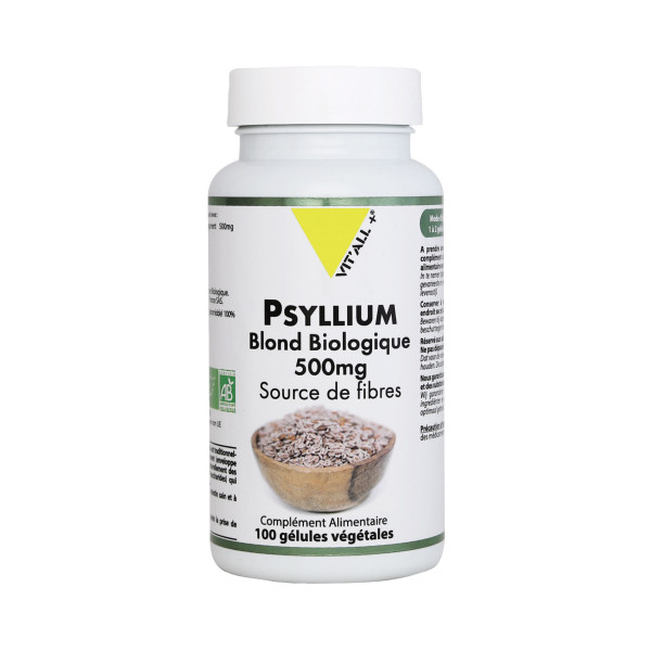 Psyllium Blond Bio 500mg 100 gélules - Vitall+