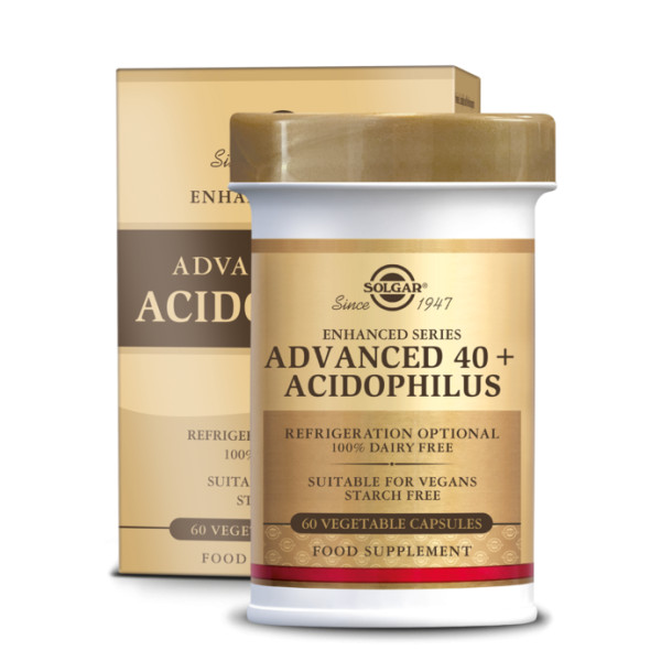 Advanced 40+ Acidophilus (probiotiques, sans dérivés laitiers) 60 gélules végétales - Solgar