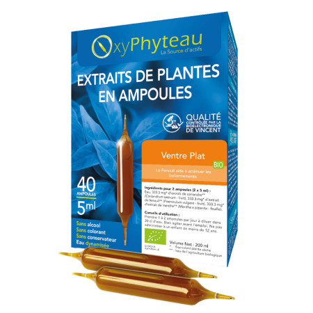 Complexe Ventre Plat BIO 40 ampoules - Oxyphyteau - Extraits de plantes en ampoules  - 1