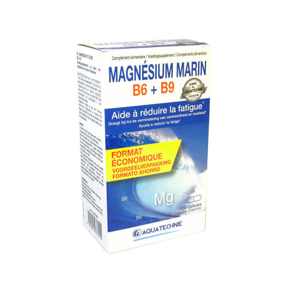 Magnésium Marin + B6 B9 100 capsules - Aquatechnie - Magnésium (Mg) - 1