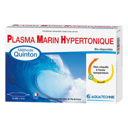 Plasma Marin Hypertonique 20 ampoules de 10 ml - Aquatechnie - Plasma de Quinton et Marin - 1