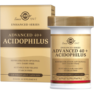 Advanced 40+ Acidophilus (probiotiques, sans dérivés laitiers) 120 gélules végétales - Solgar - 1 - Herboristerie du Valmont