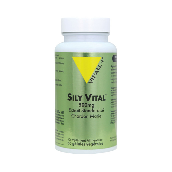 Sily Vital (Chardon Marie - Silybum marianum) Extrait Standardisé 500 mg 60 gélules - Vitall+ - Gélules de plantes - 1