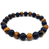 Bracelet Oeil de Tigre et perles de lave - 8 mm - Lithothérapie - Lithothérapie - Pierres de Santé - Bijoux - 1-Tijgeroog en Lava kralen armband - 8 mm - Lithotherapie