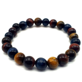 Bracelet Protection Oeil de Tigre, Taureau, Faucon - 8 mm - Lithothérapie - Lithothérapie - Pierres de Santé - Bijoux - 1-Tijgeroog, Stier, Valk Beschermingsarmband - 8 mm - Lithotherapie