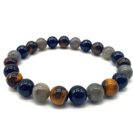 Bracelet Bracelet Labradorite, Tourmaline noire, Oeil de tigre - 8 mm - Lithothérapie - Lithothérapie - Pierres de Santé - Bijou