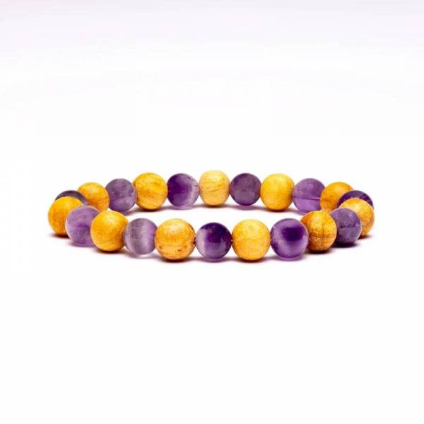 Bracelet Améthyste et Palo Santo - 8 mm - Lithothérapie - Lithothérapie - Pierres de Santé - Bijoux - 1
