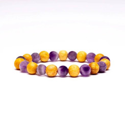 Bracelet Améthyste et Palo Santo - 8 mm - Lithothérapie - Lithothérapie - Pierres de Santé - Bijoux - 1