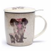 Tisanière Eléphant en porcelaine avec filtre - <p>Tasse à thé avec couvercle et infuseur en acier inoxydable.</p> - 1