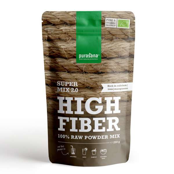 High fiber mix Bio 250 gr - Purasana - <p>Mix Riche en fibres - Superfood - Lucuma, Herbe de blé, Cacao, Herbe d'orge.</p> - 1