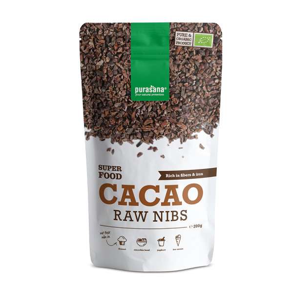 Cacao Fèves éclats BIO 200 g Super Food - Purasana - <p>Super Food riche en Magnésium - Antioxydants - Acides aminés - Renforce 