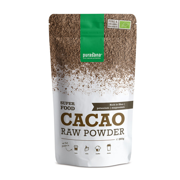 Cacao cru en poudre BIO (Cacao Raw powder Super Food) 200 g - Purasana - SuperFood - Superaliments - Raw Food - 1